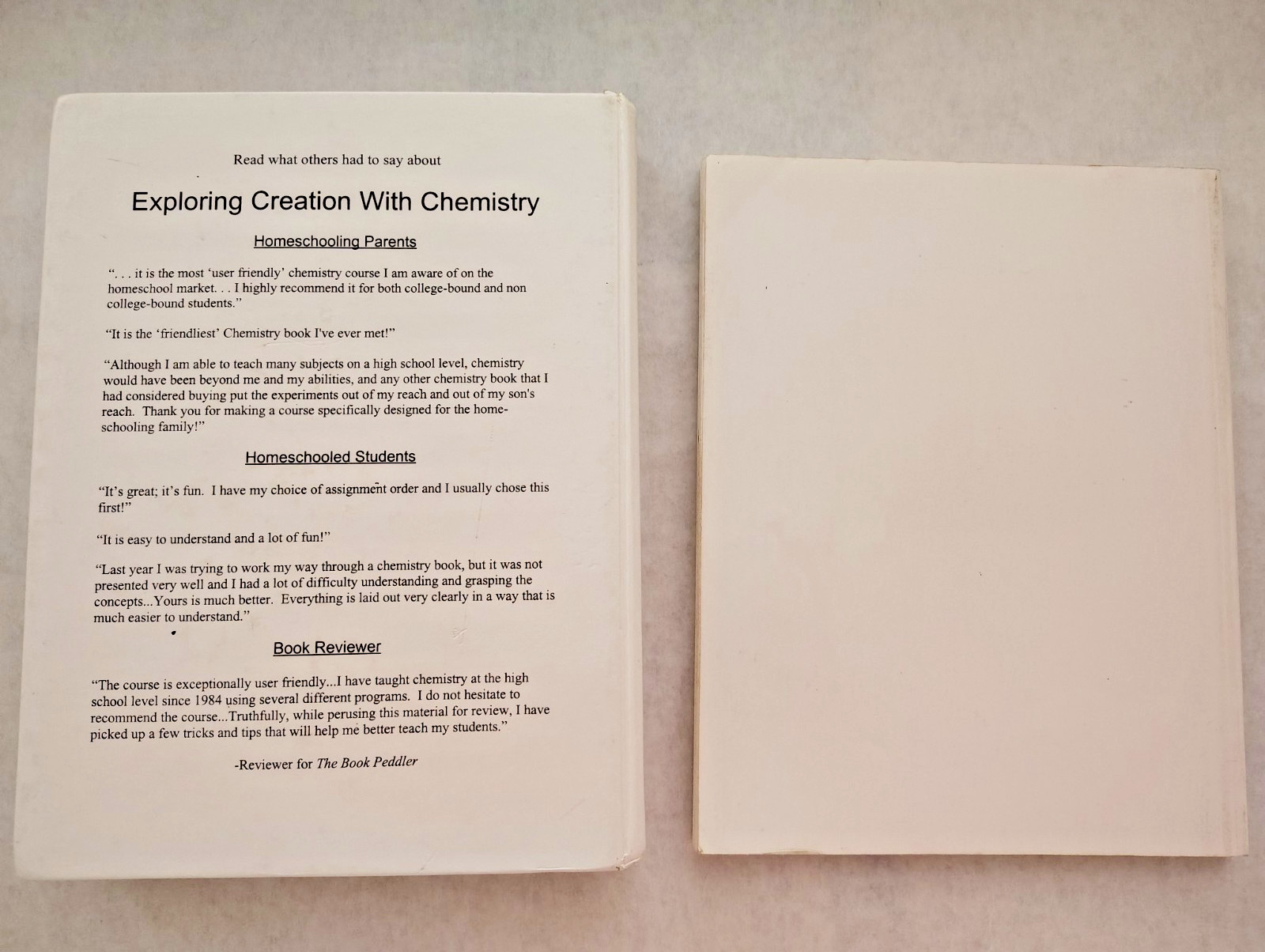 Apologia Exploring Creation with Chemistry Book + Solution/Test Manual – Good