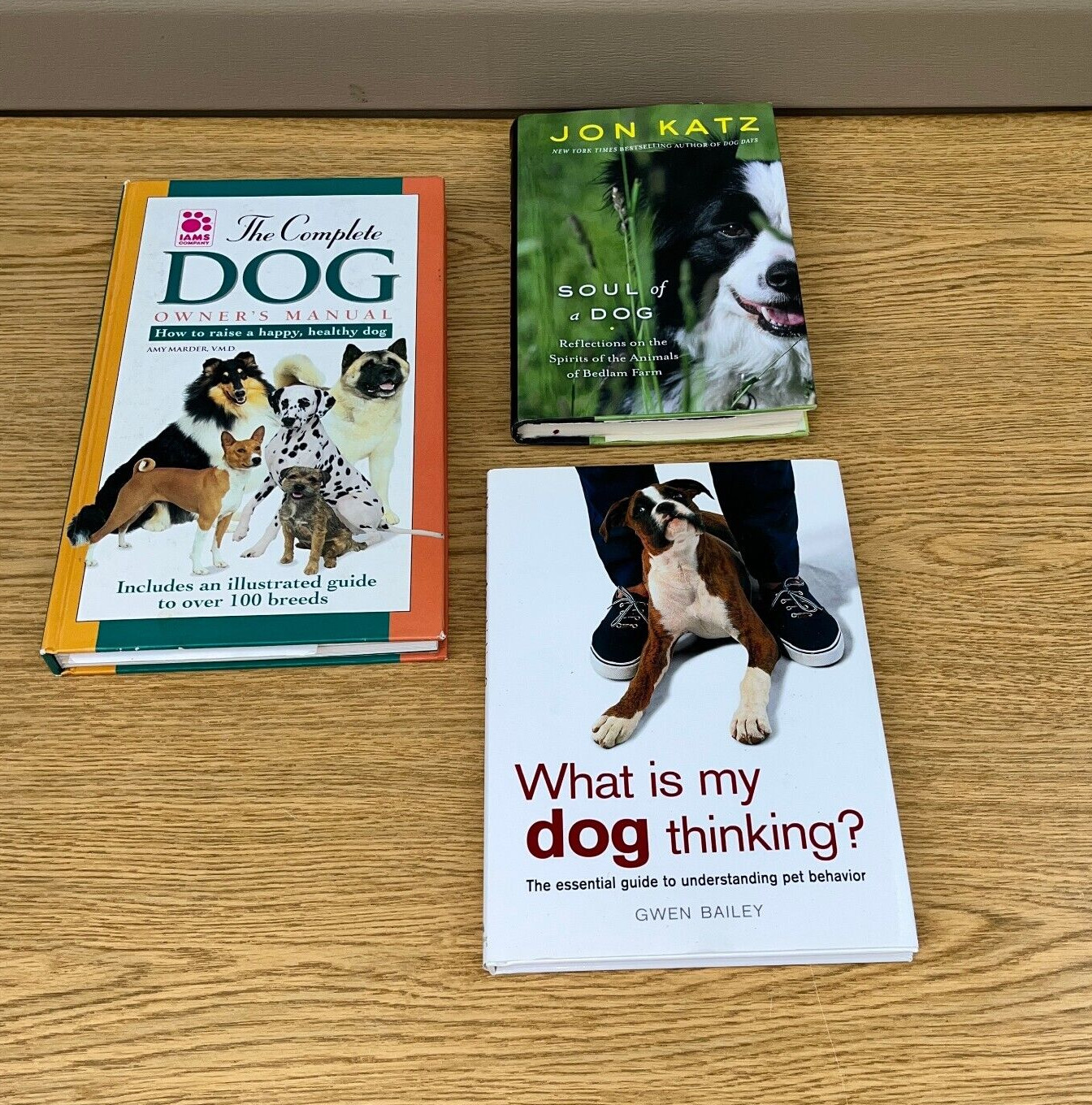 Lot of 3 Dog Books by Jon Katz, Gwen Bailey, Amy Marder VMD Dog Manual