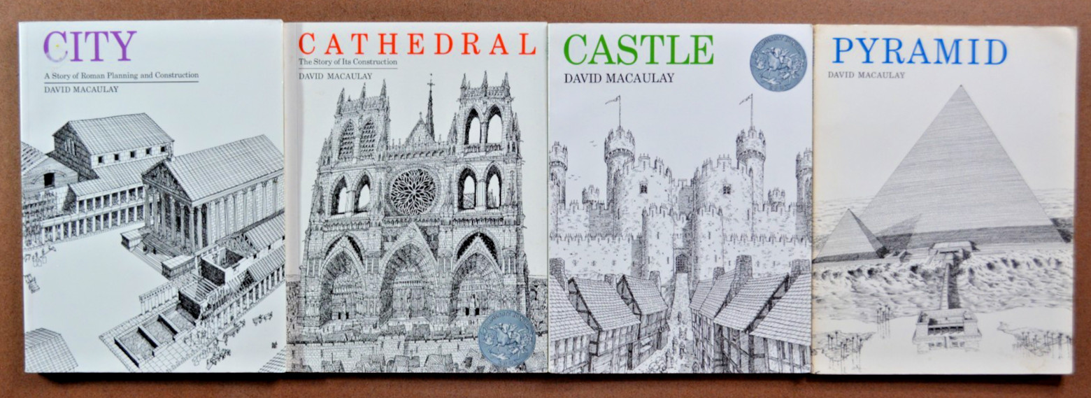 Lot of 4 David Macaulay Picture Books City, Castle, Cathedral, Pyramid L1