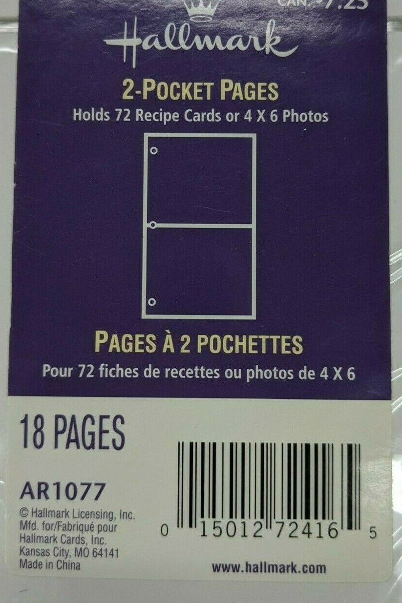 HALLMARK AR1077 2-POCKET ALBUM REFILL PAGES ~ 18 Count ~ NOS in Wrap ~ Free Ship