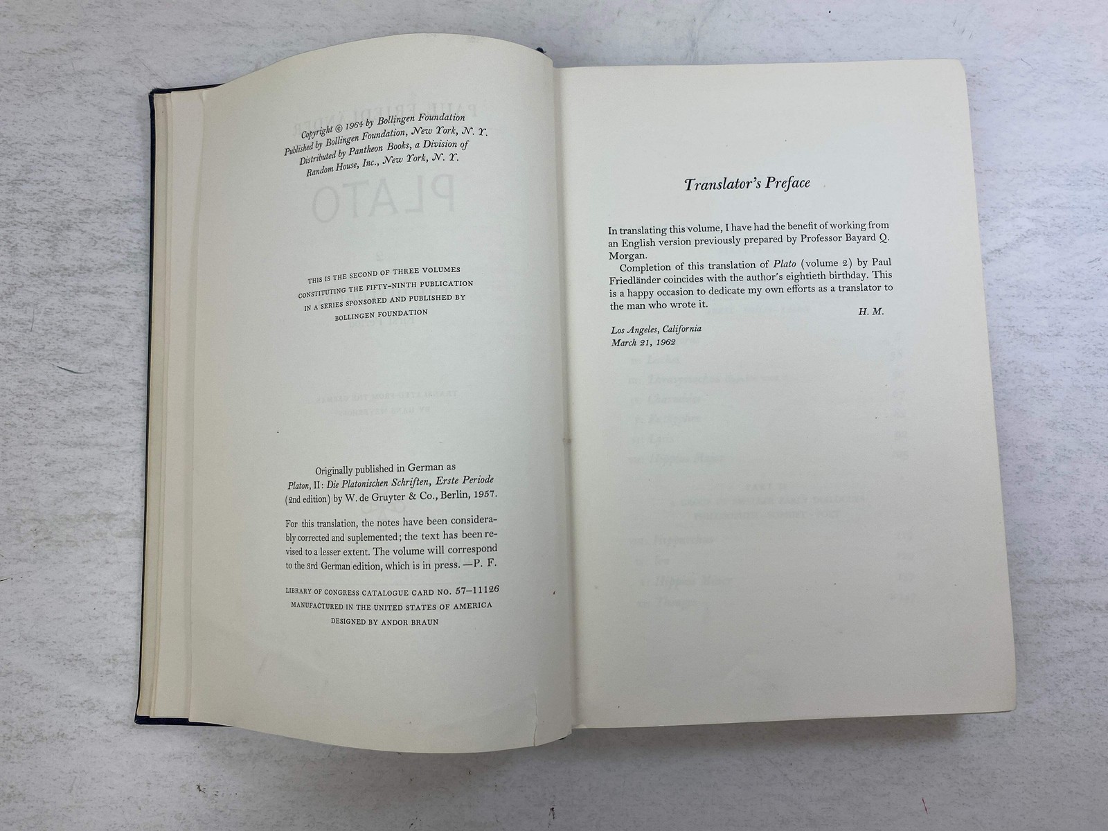 Plato 2 The Dialogues 1st Period by Friedlander Ex-library 1964 HC