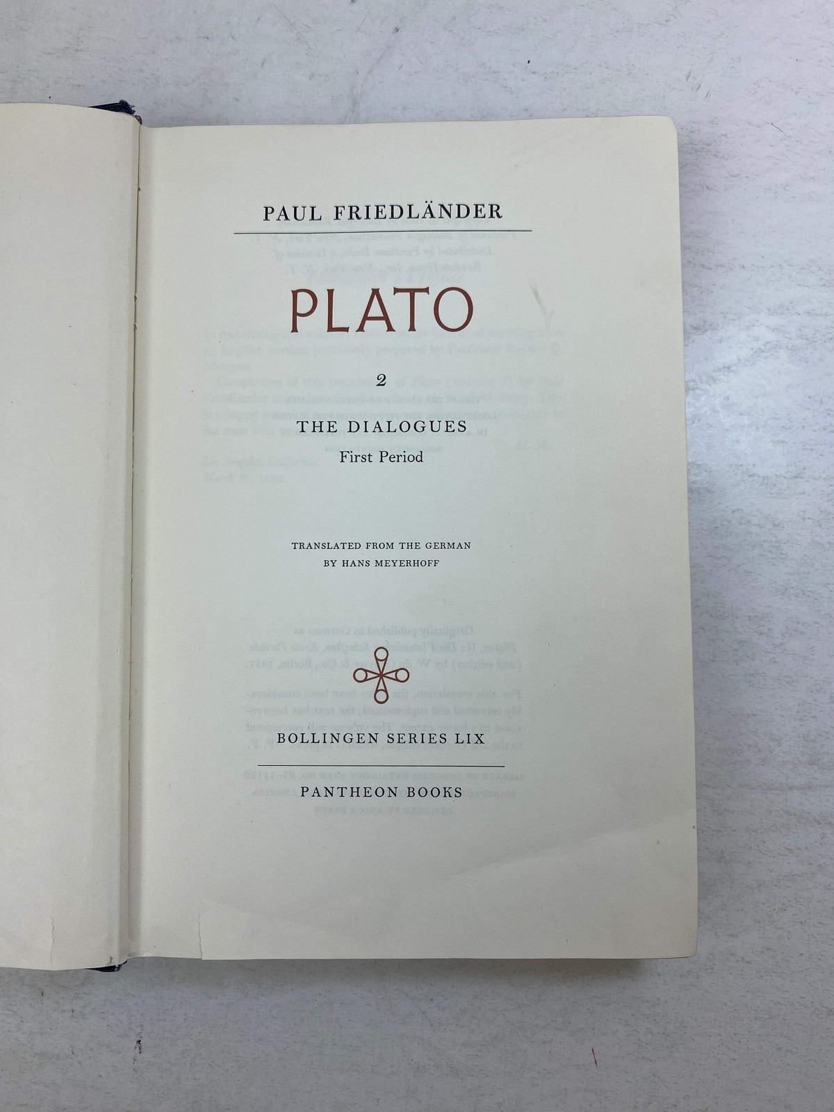 Plato 2 The Dialogues 1st Period by Friedlander Ex-library 1964 HC
