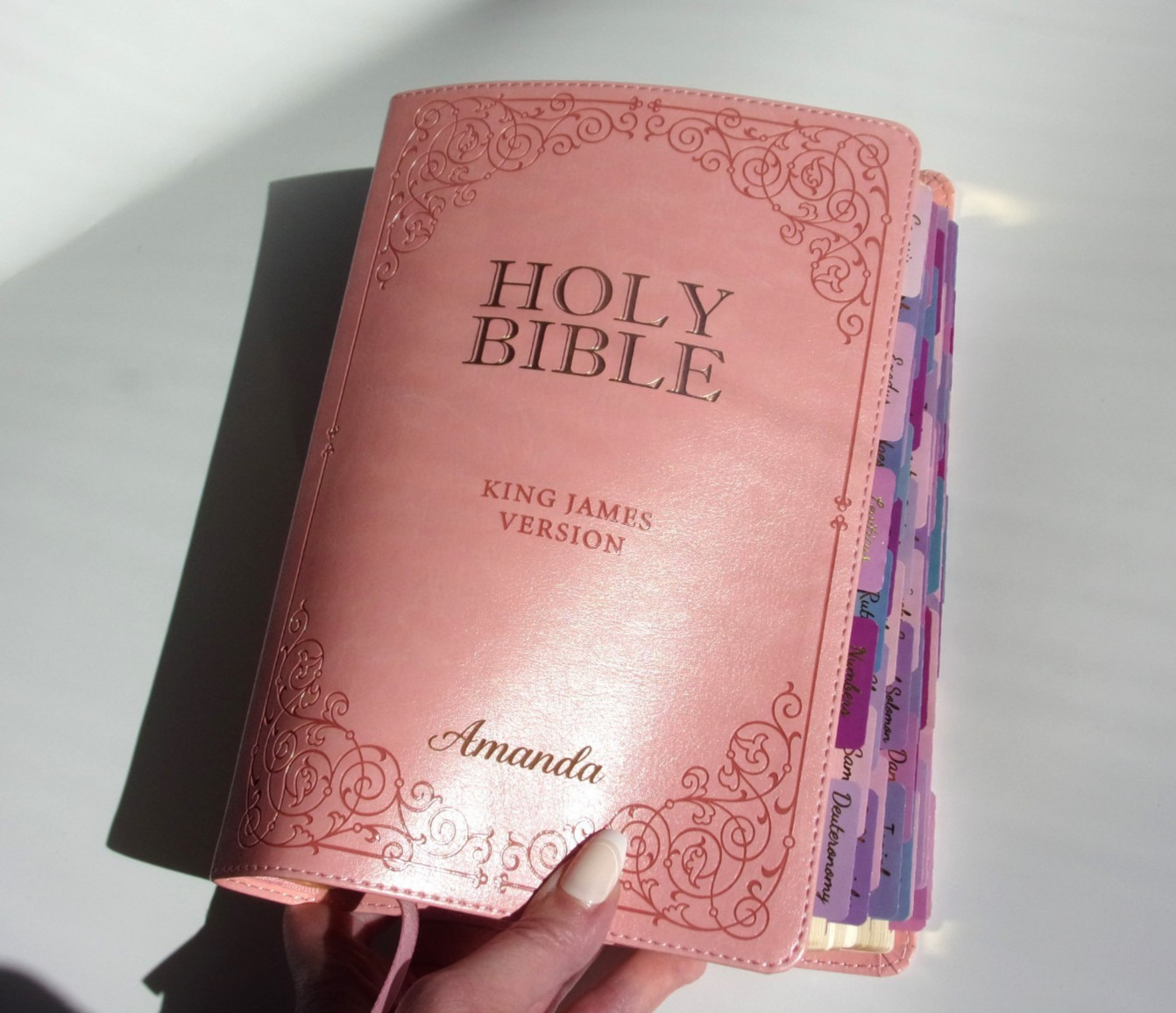 Personalized Pink KJV Bible Tabbed Large Print Free Shipping Christian Gift