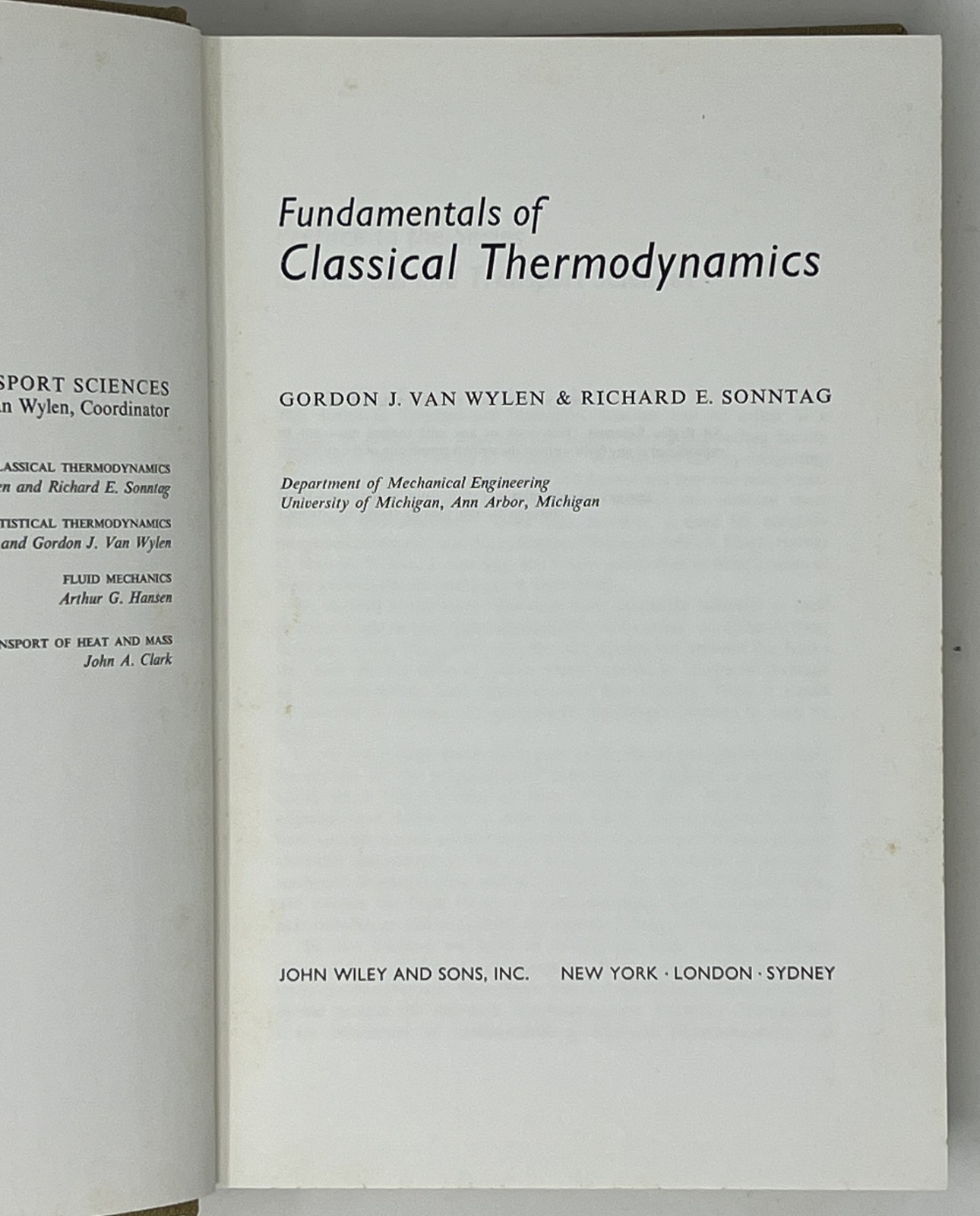 VTG Fundamentals of Classical & Statistical Thermodynamics – 2 HCs John Wiley