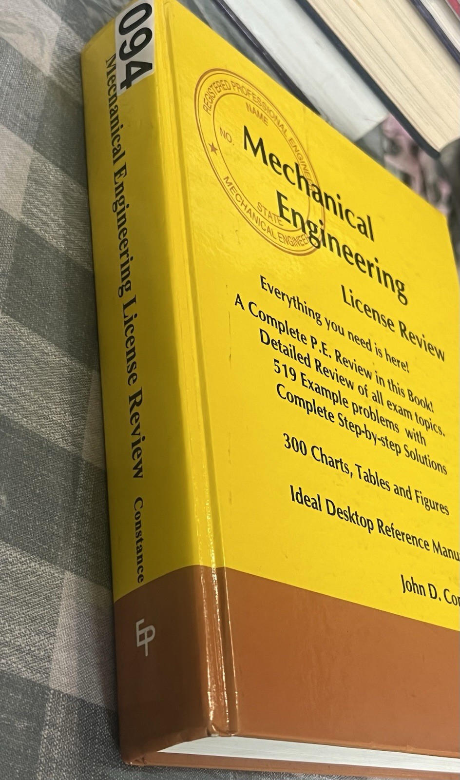 MECHANICAL ENGINEERING LICENSE REVIEW By John D. Constance – Hardcover EXCELLENT