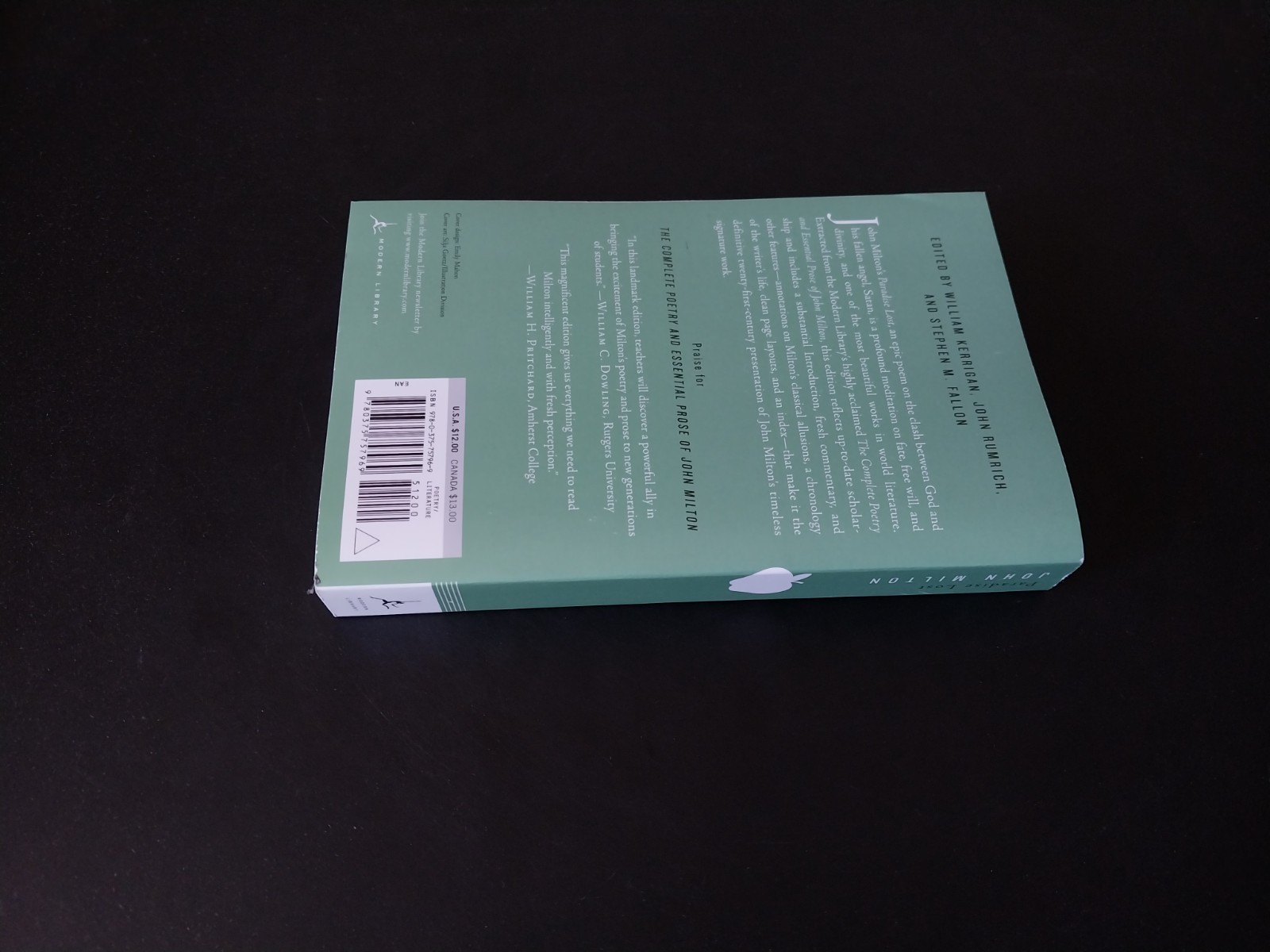 John Milton – Paradise Lost – Modern Library 18th Printing