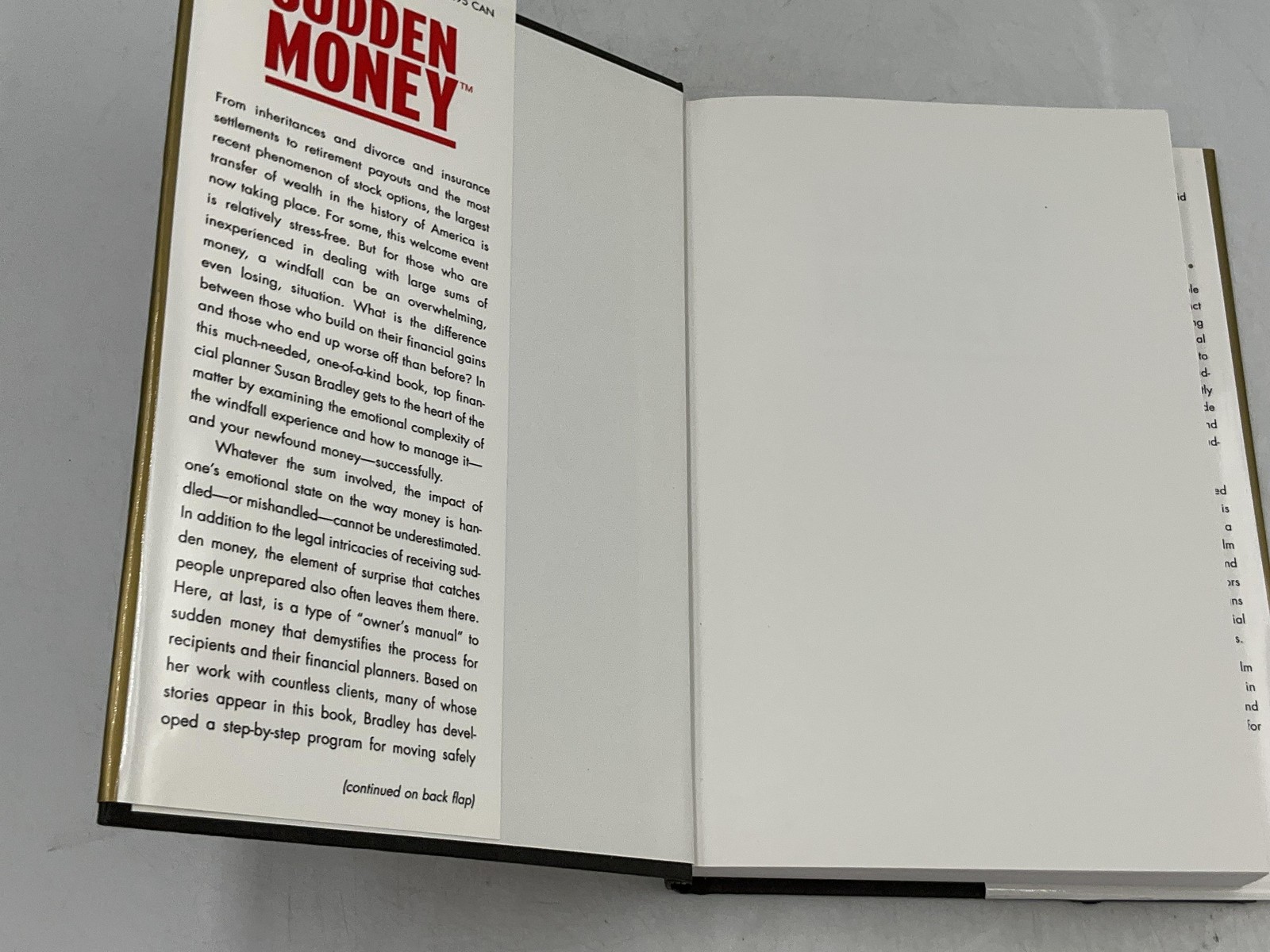 Sudden Money Managing A Financial Windfall Susan Bradley 2000 HC John Wiley