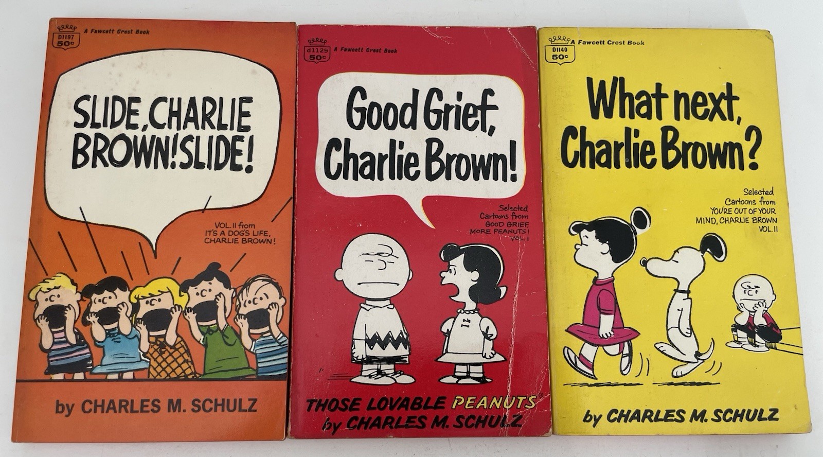 Lot of 7 – Charlie Brown Books – Charles M. Schulz -Vintage ’60s – Fawcett Crest