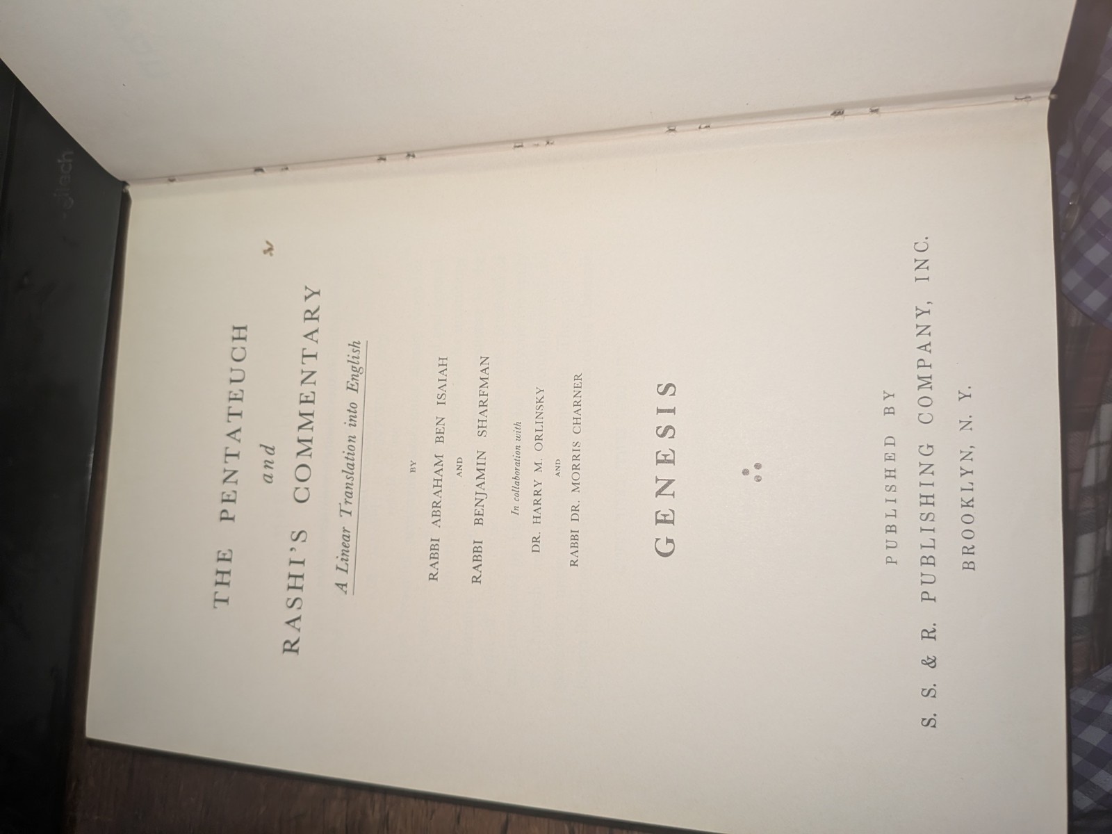 The Pentateuch & Rashi’s Commentary:A Linear 5 book SET Heb/Eng Sharfman 1949 HC