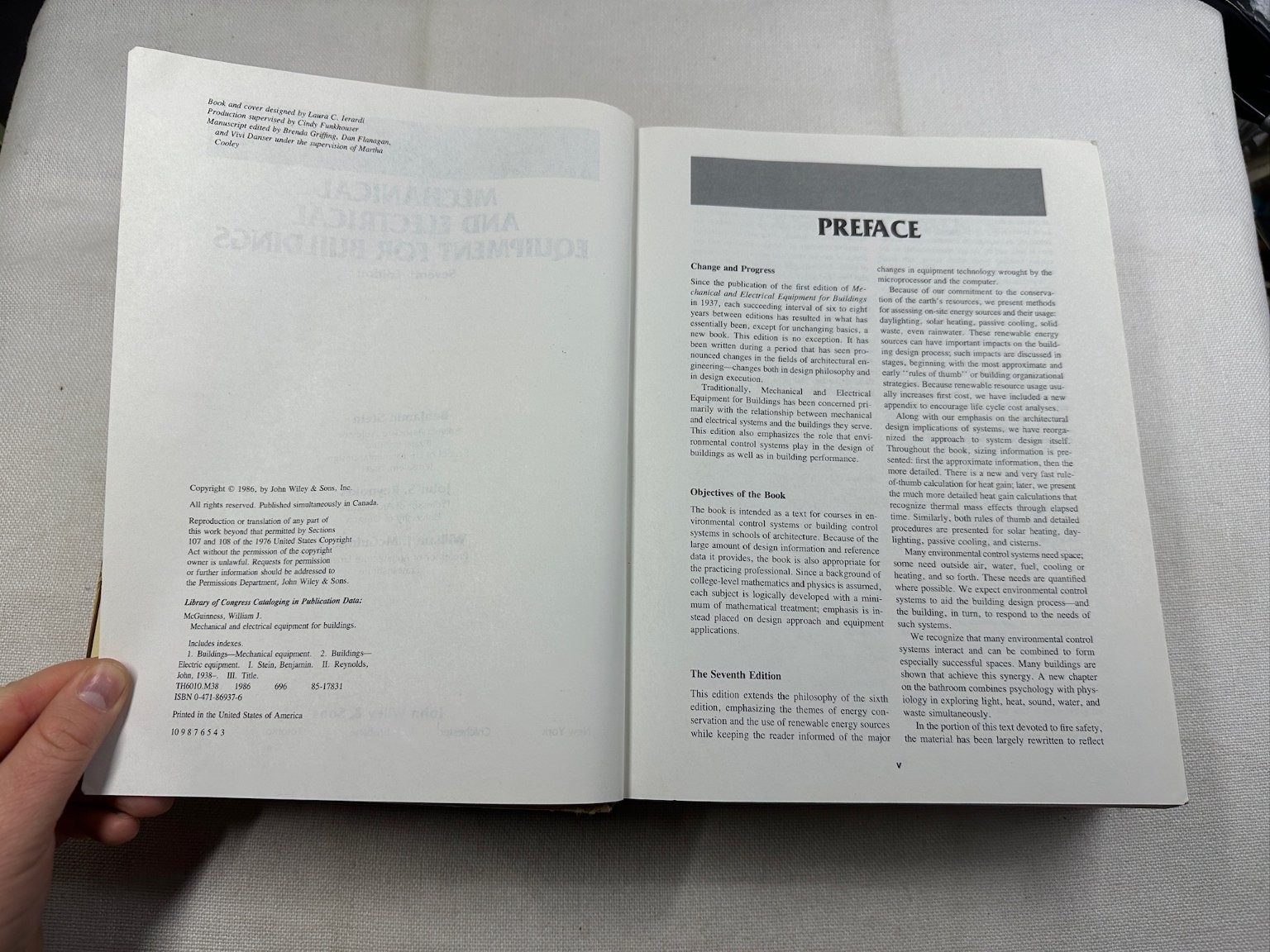 Mechanical & Electrical Equipment for Buildings Stein Reynolds 1986 7th Ed Wiley