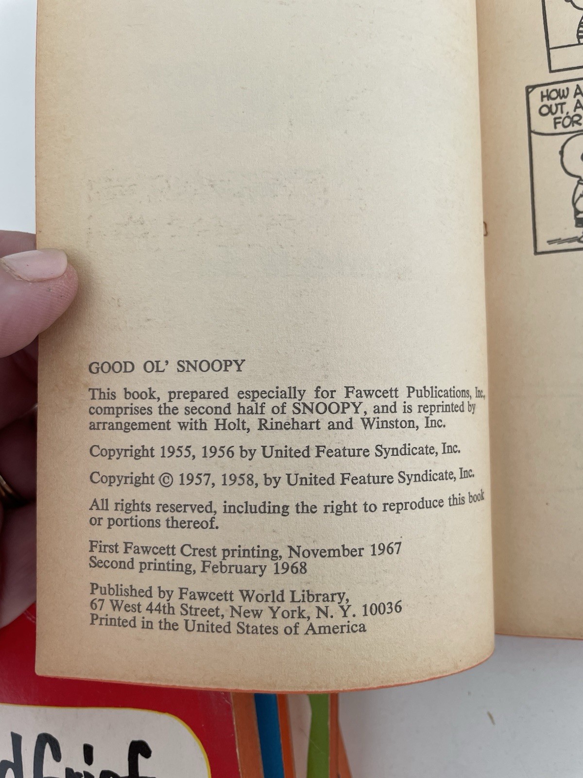 Lot of 7 – Charlie Brown Books – Charles M. Schulz -Vintage ’60s – Fawcett Crest
