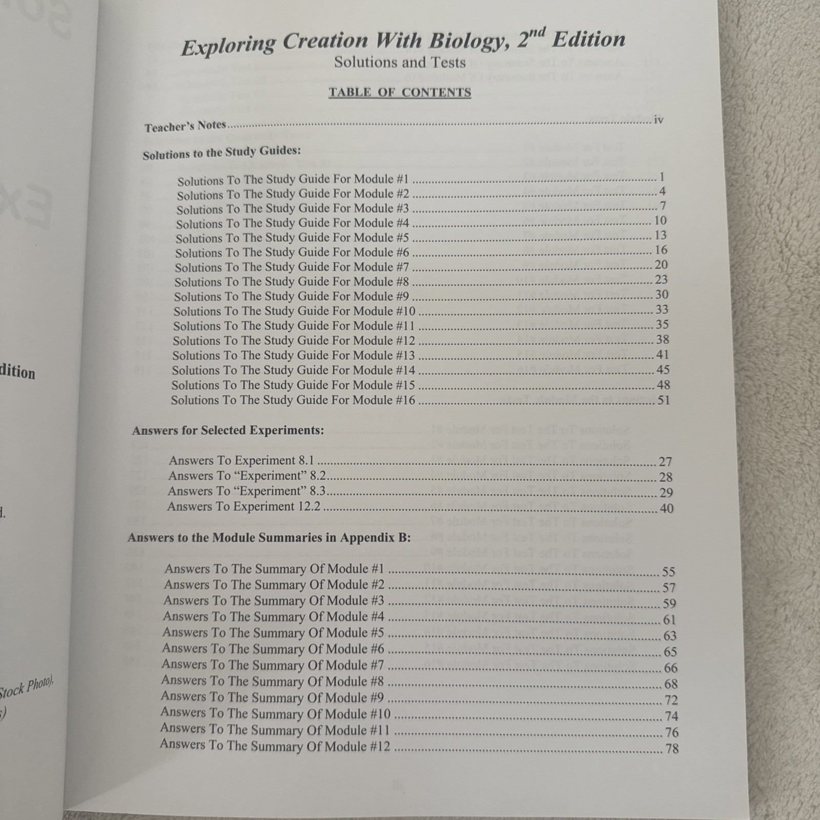 Solutions and Tests for Exploring Creation with Biology 2nd Edition – Like New