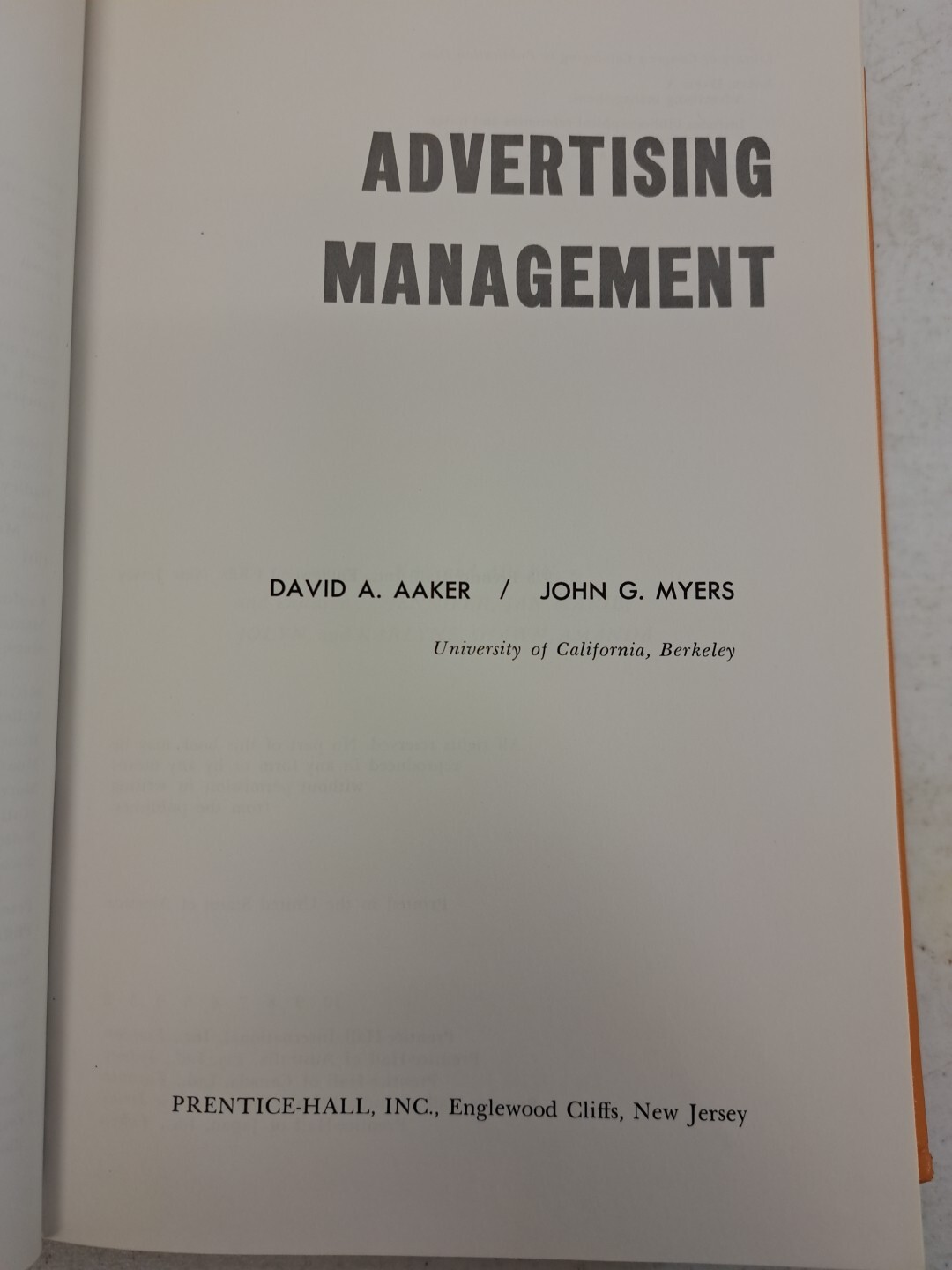 Advertising Management-David A Aacker & John G Myers-1975 HC