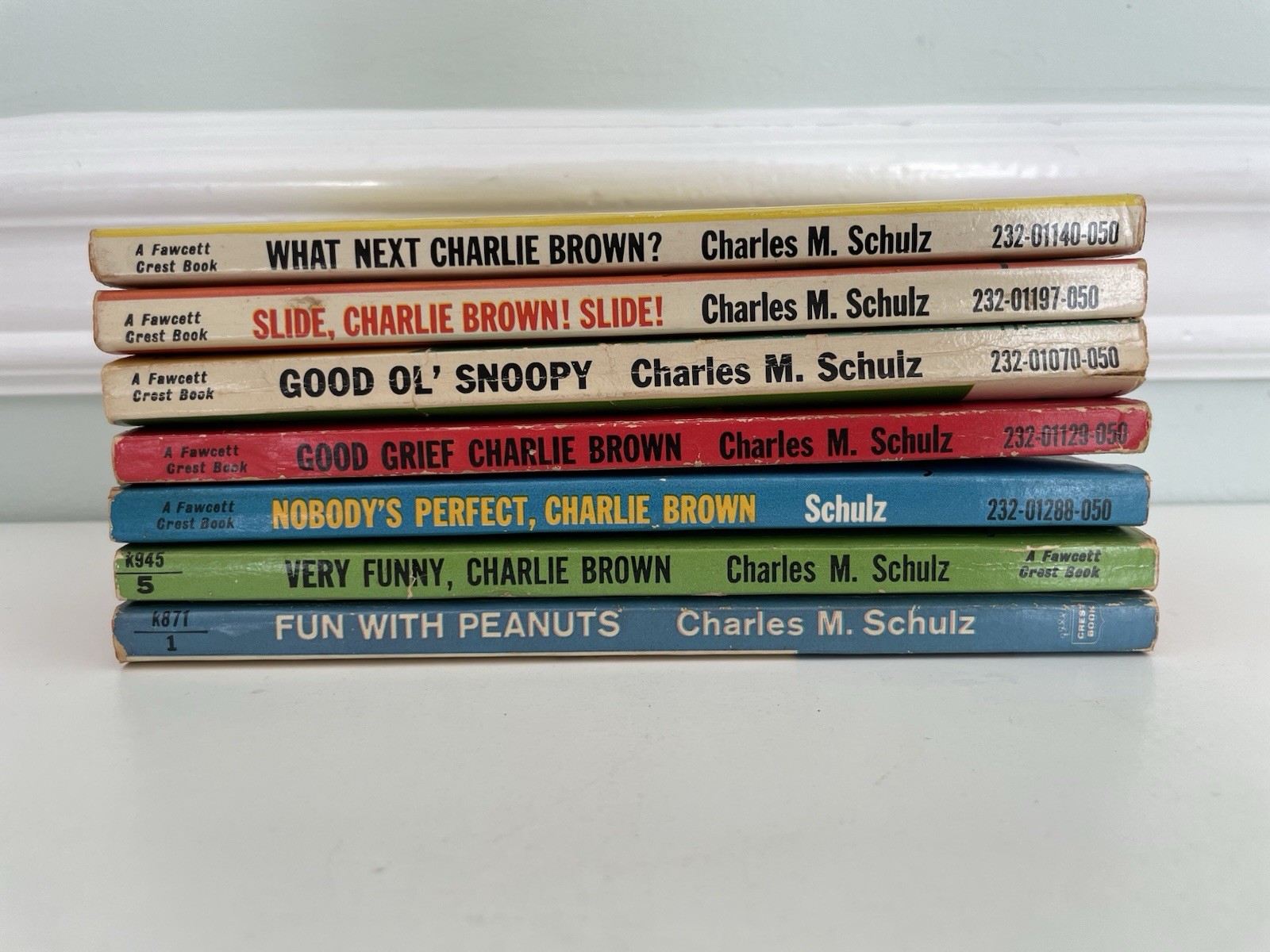 Lot of 7 – Charlie Brown Books – Charles M. Schulz -Vintage ’60s – Fawcett Crest