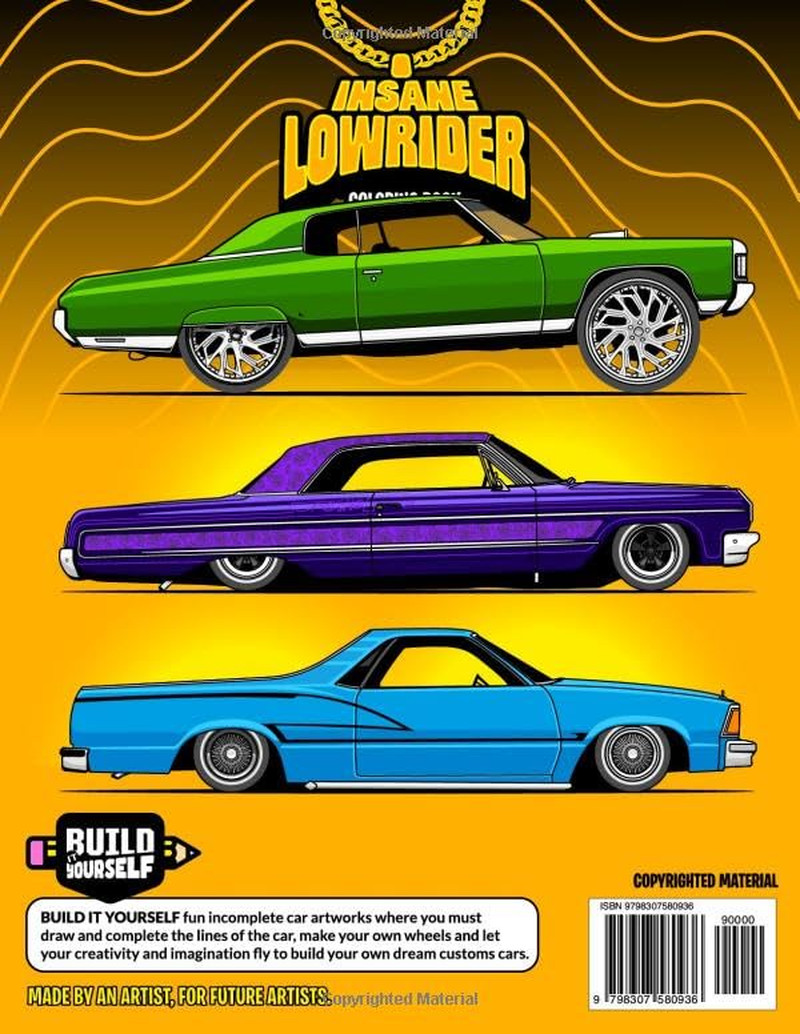 Insane Lowrider Coloring Book: Fun Lowriders adventure with 60 coloring pages fo