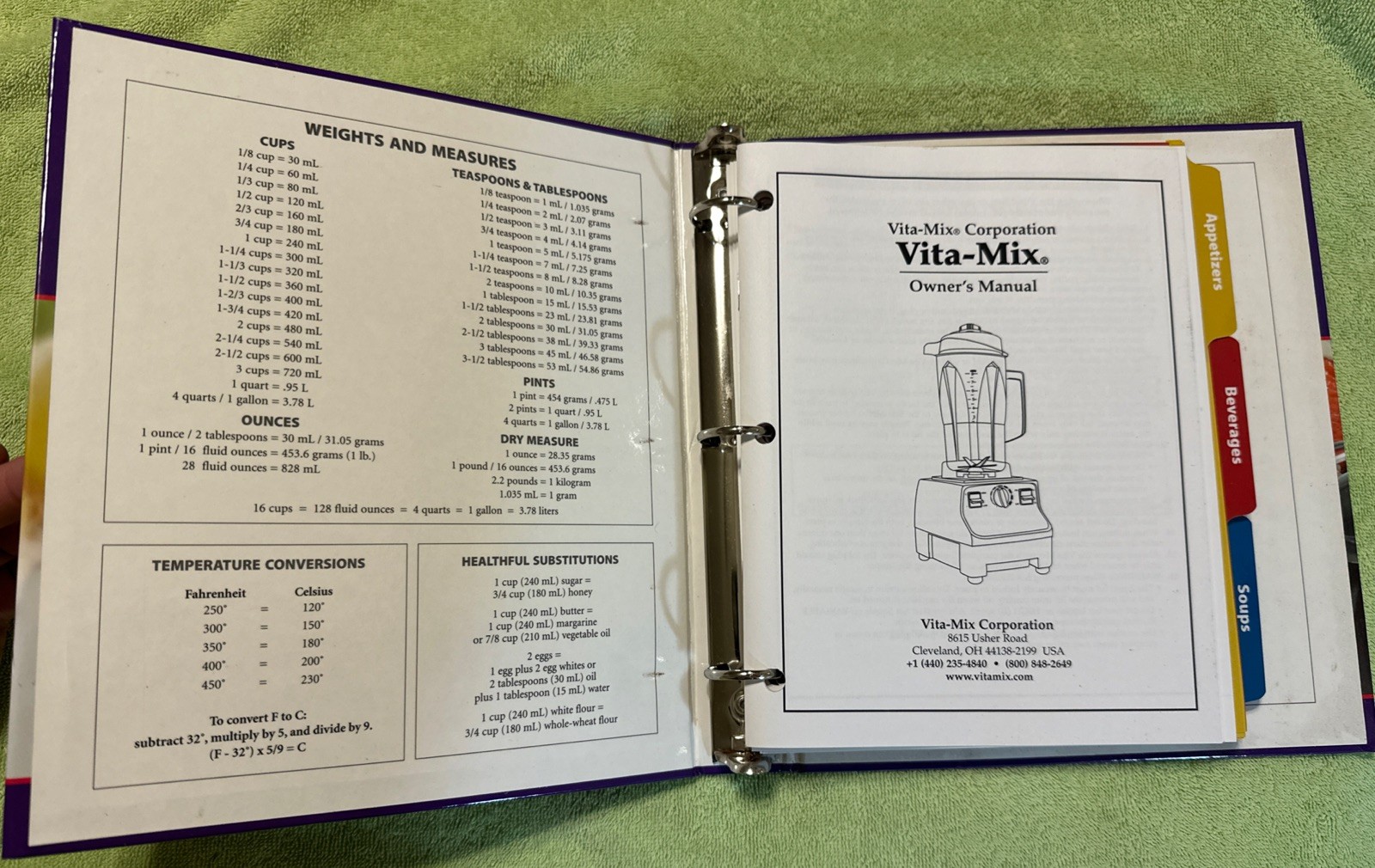 2004 Vita-Mix Whole Food Recipes For Better Living – Ring Bound Book 260 pages