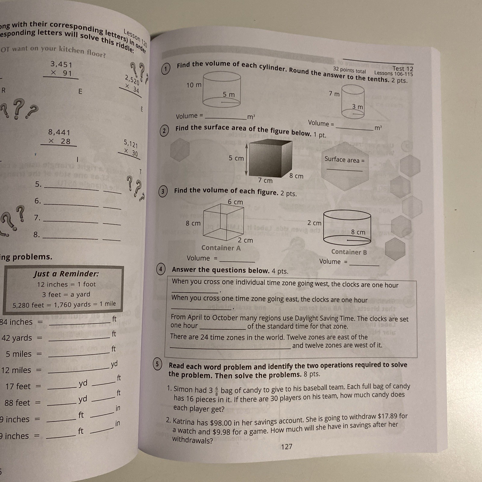 Horizons Math 6, Grade 6: Student Workbook, Book 2 – Clean Pages, Like New