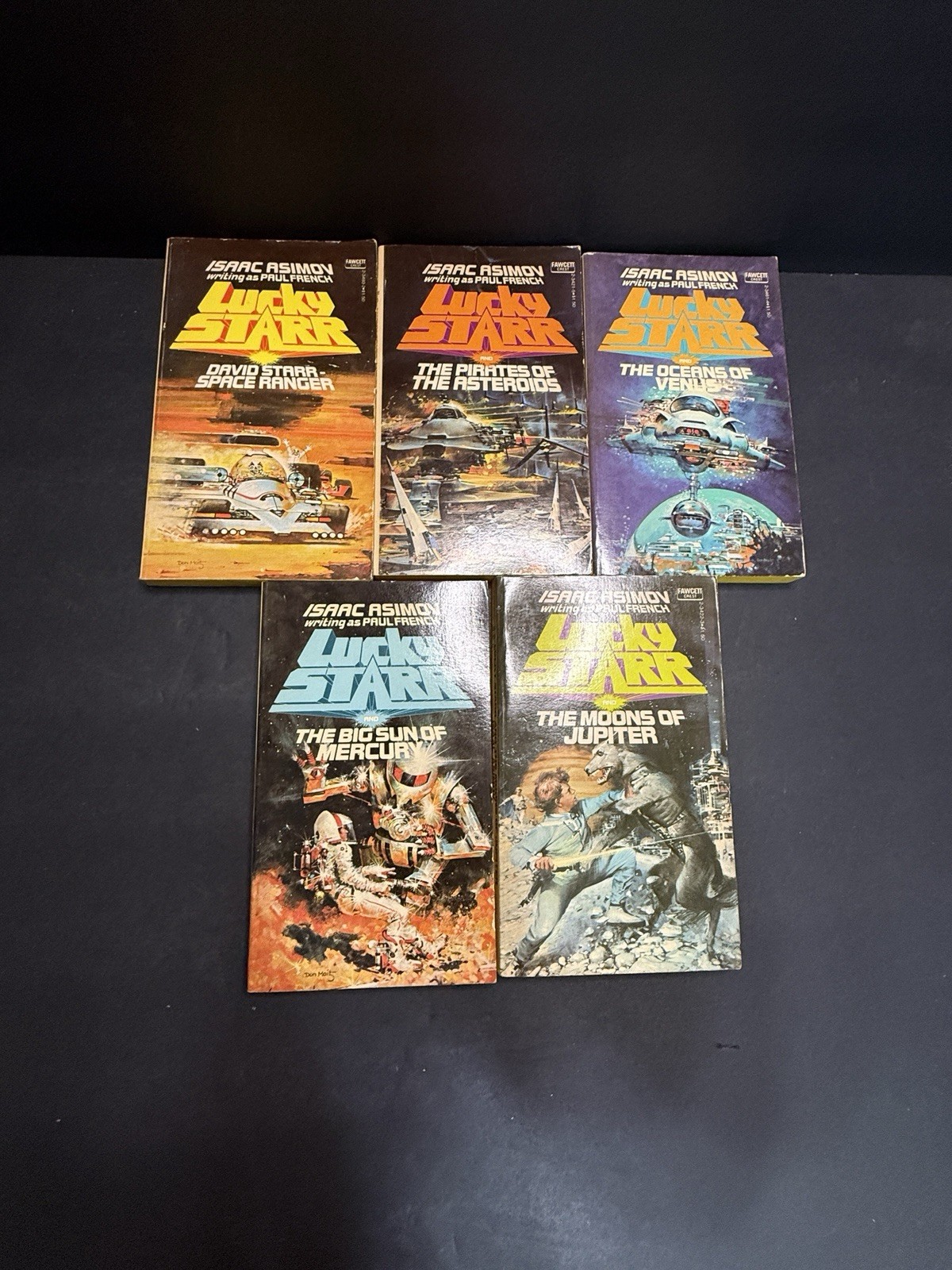 Isaac Asimov Lucky Starr Sci-Fi PB Lot 5 Fawcett Crest Books 1978 VTG