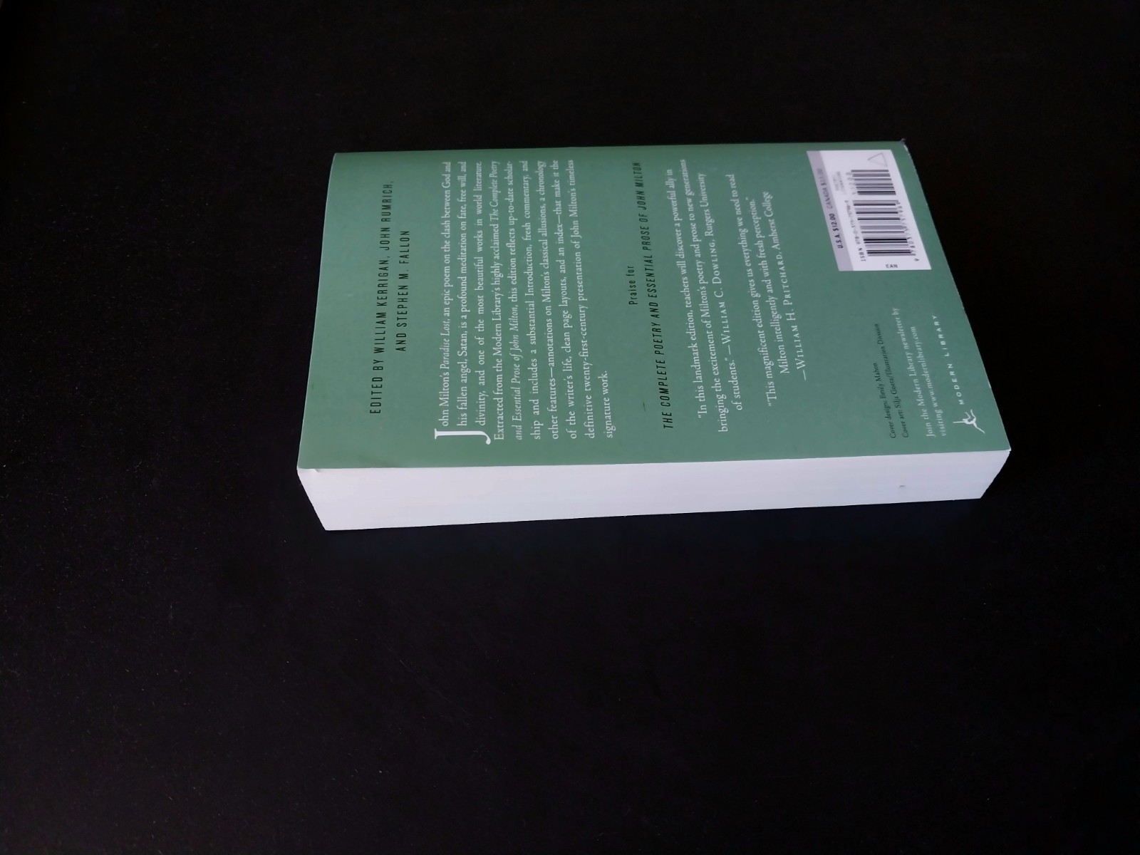 John Milton – Paradise Lost – Modern Library 18th Printing