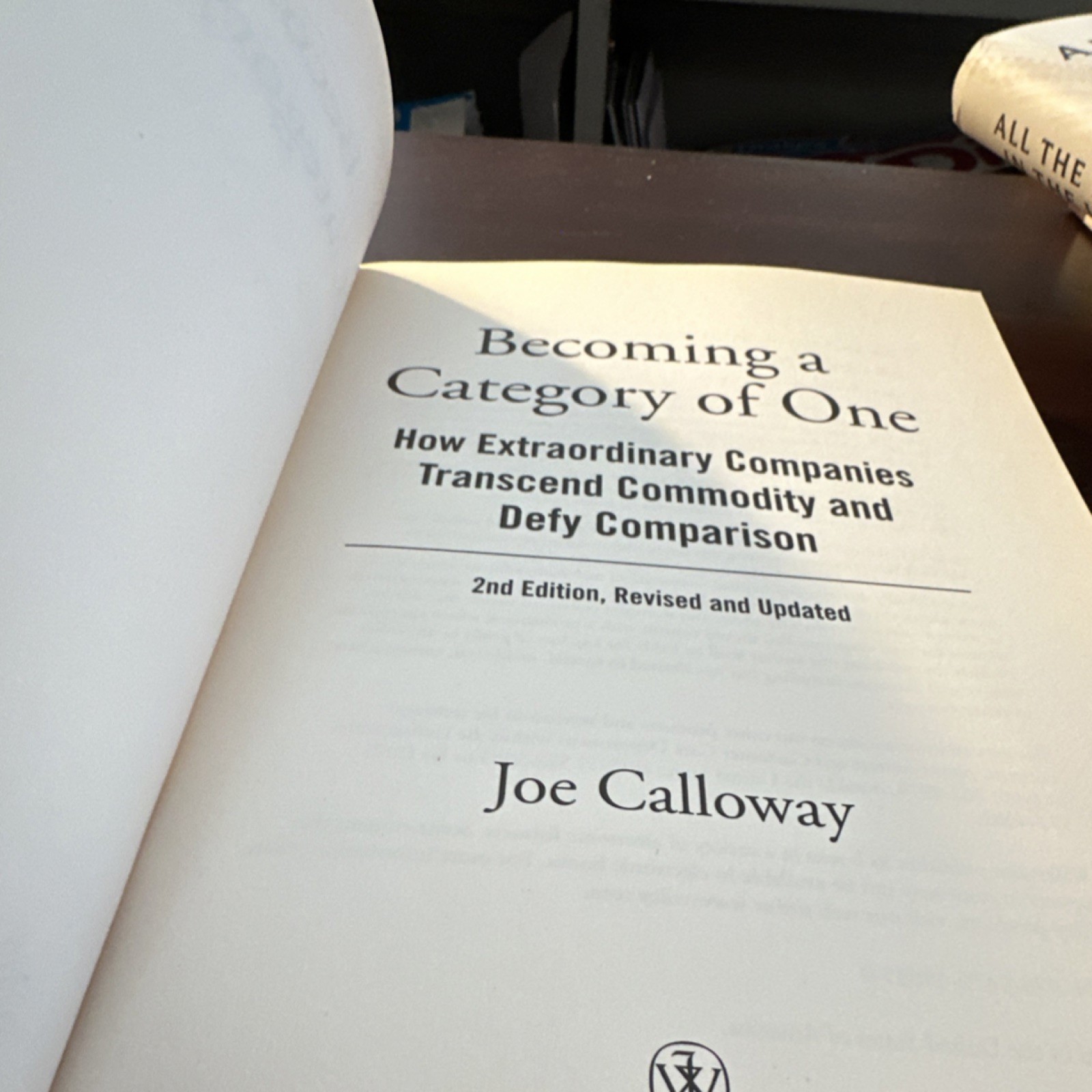 John Wiley Becoming a Category of One Joe Calloway 2nd Revised Branding