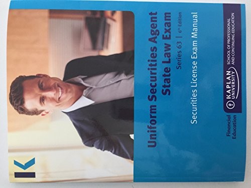 Kaplan Series 63 Securities License Exam Manual and SecuritiesPro QBank, – GOOD
