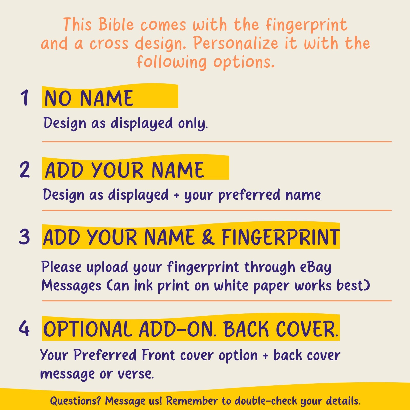 Personalized KJV Bible, Custom Fingerprint & Cross Design with Name Engraved