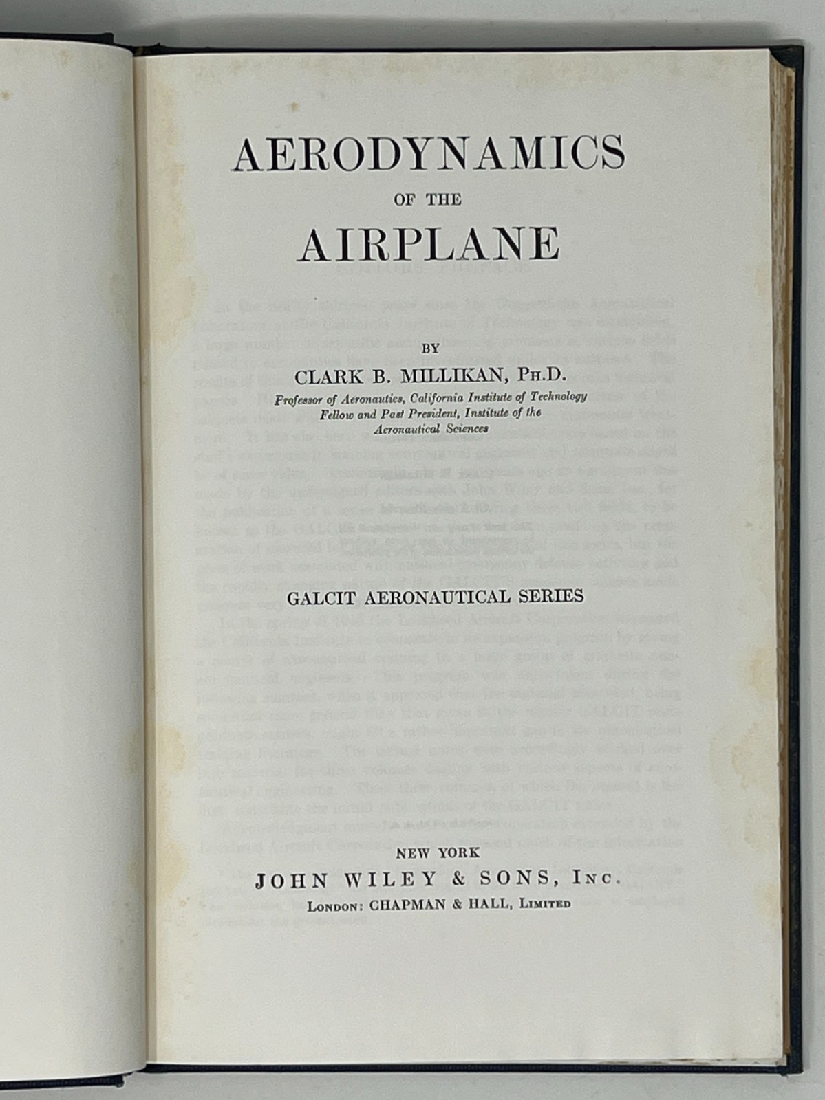 VTG Aerodynamics of the Airplane by Clark Millikan – 1958 HC Pub. by John Wiley