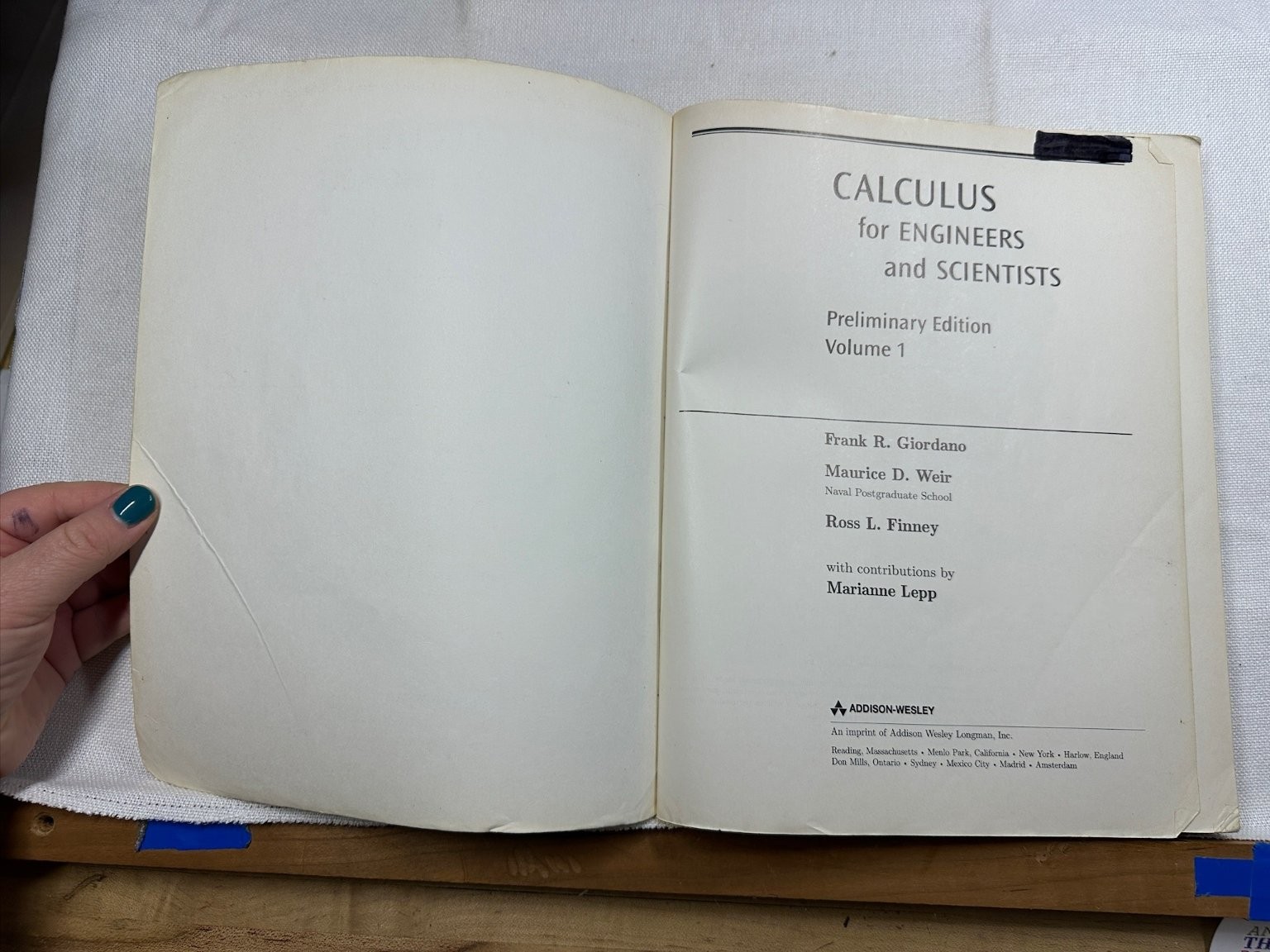 Calculus for Engineers Scientists Giordano Weir Finney 1997 Preliminary Vol 1
