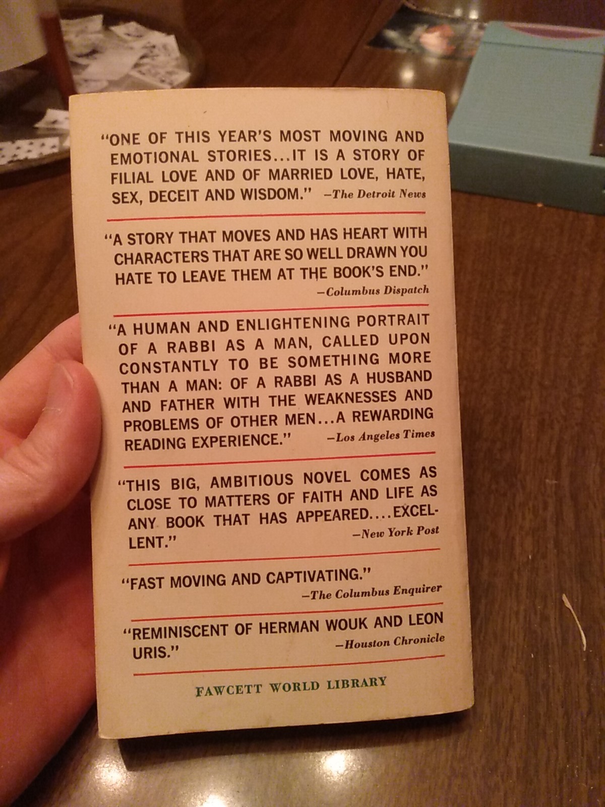 The Rabbi Noah Gordon 1968 Fawcett Crest Edition Fiction Fawcett