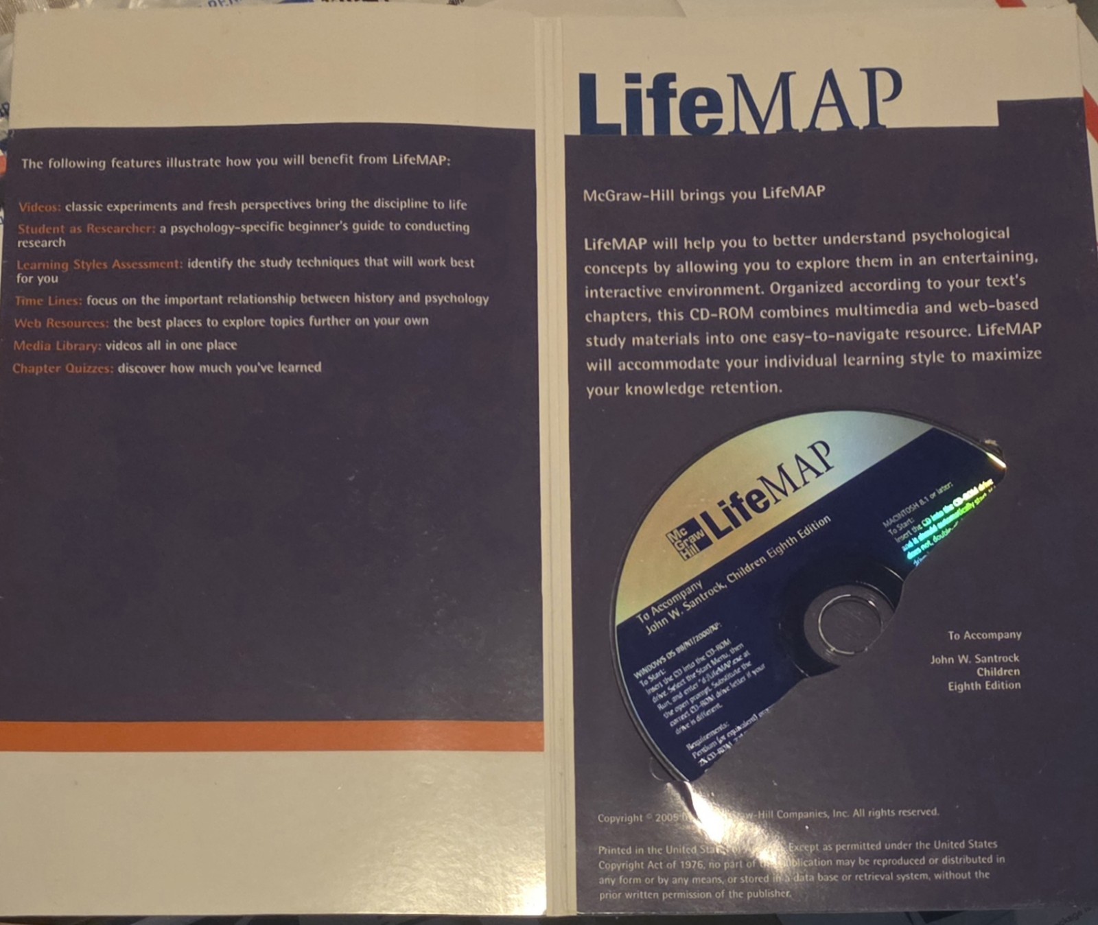 Children – Lifemap (Software Only CD-ROM), John W. Santrock / New Book Eighth Ed