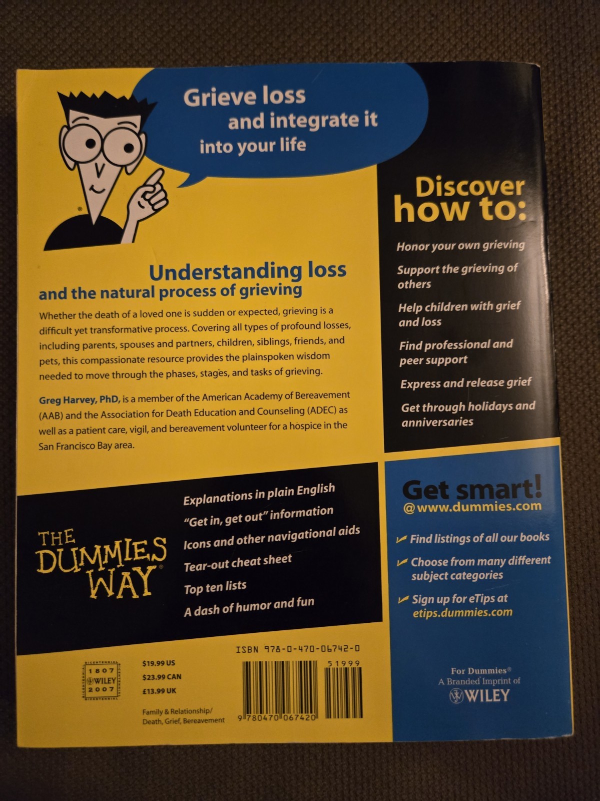 Wiley Grieving for Dummies by Greg Harvey PhD Paperback Death Grief