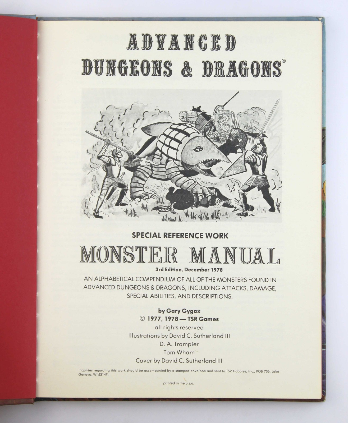 3rd Printing AD&D Monster Manual Advanced Dungeons Dragons Gary Gygax ORIGINAL
