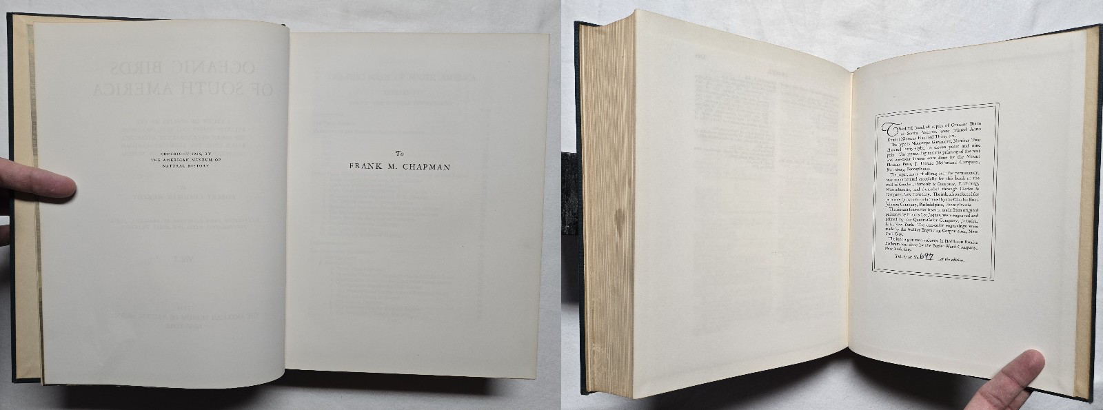 1936 SIGNED Robert Cushman Murphy OCEANIC BIRDS OF SOUTH AMERICA Ornithology