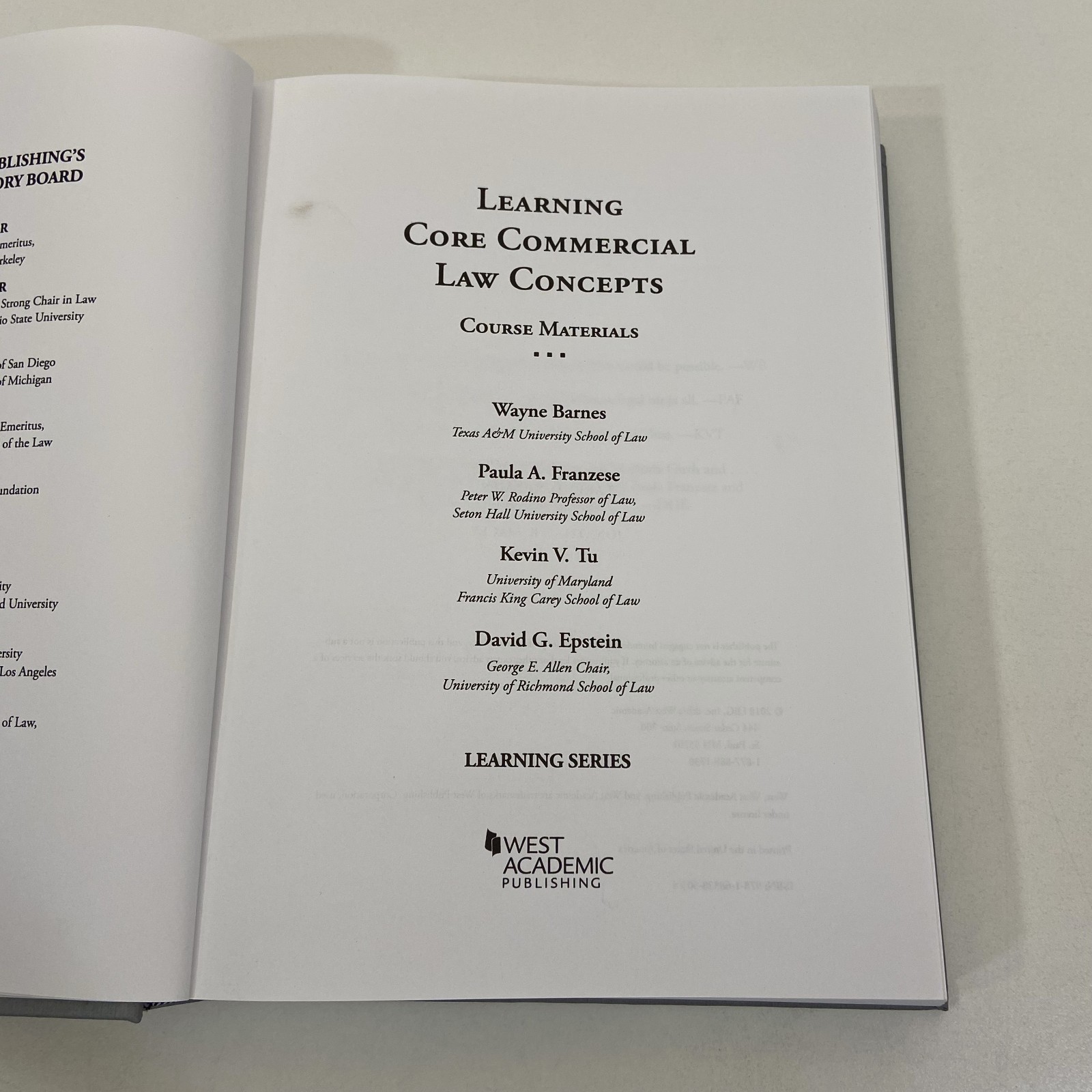 Learning Core Commercial Law Concepts Course Materials 2018 HC West Academic