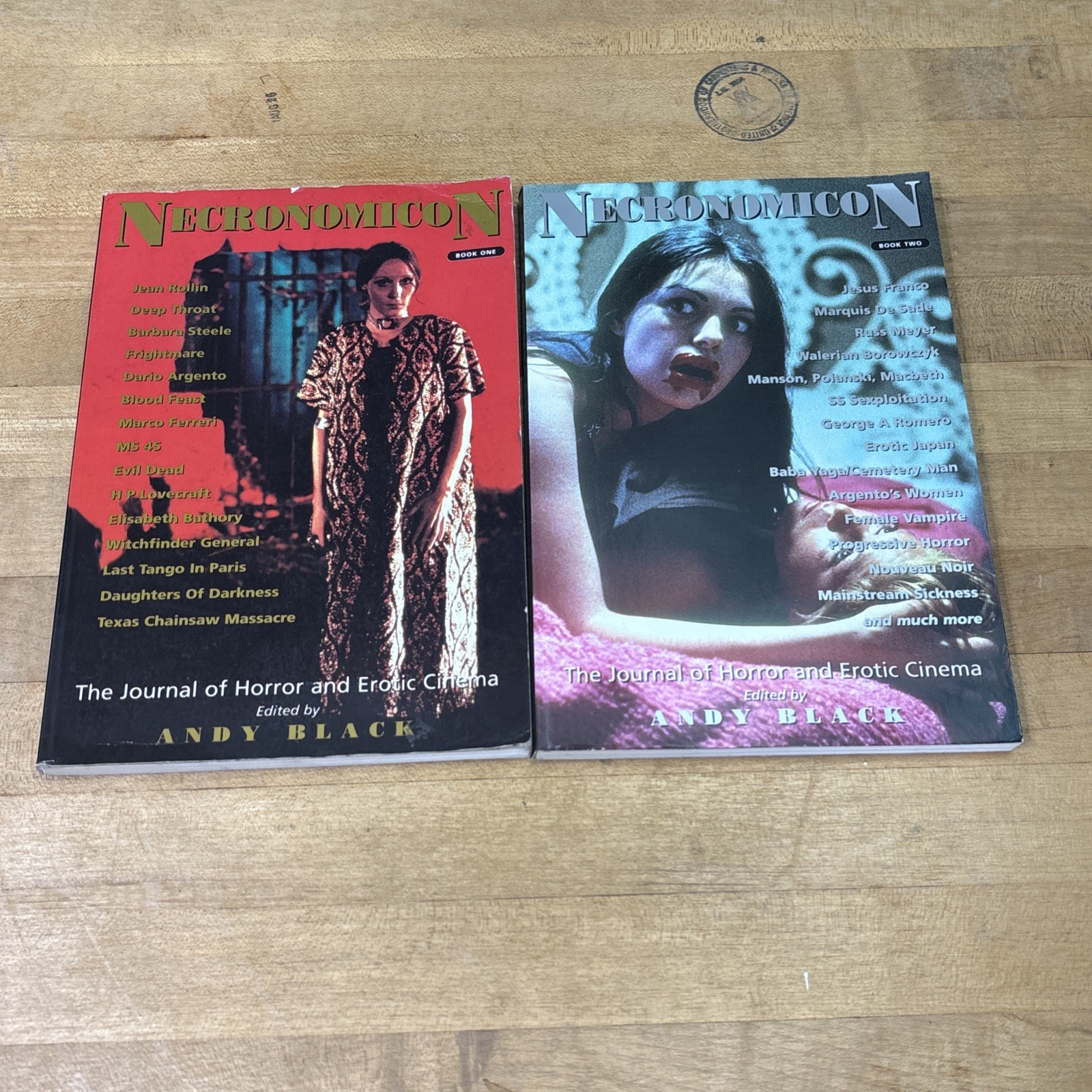 Necronomicon Book 1 & 2 Andy Black Horror Erotic Cinema Magazine Journal Set