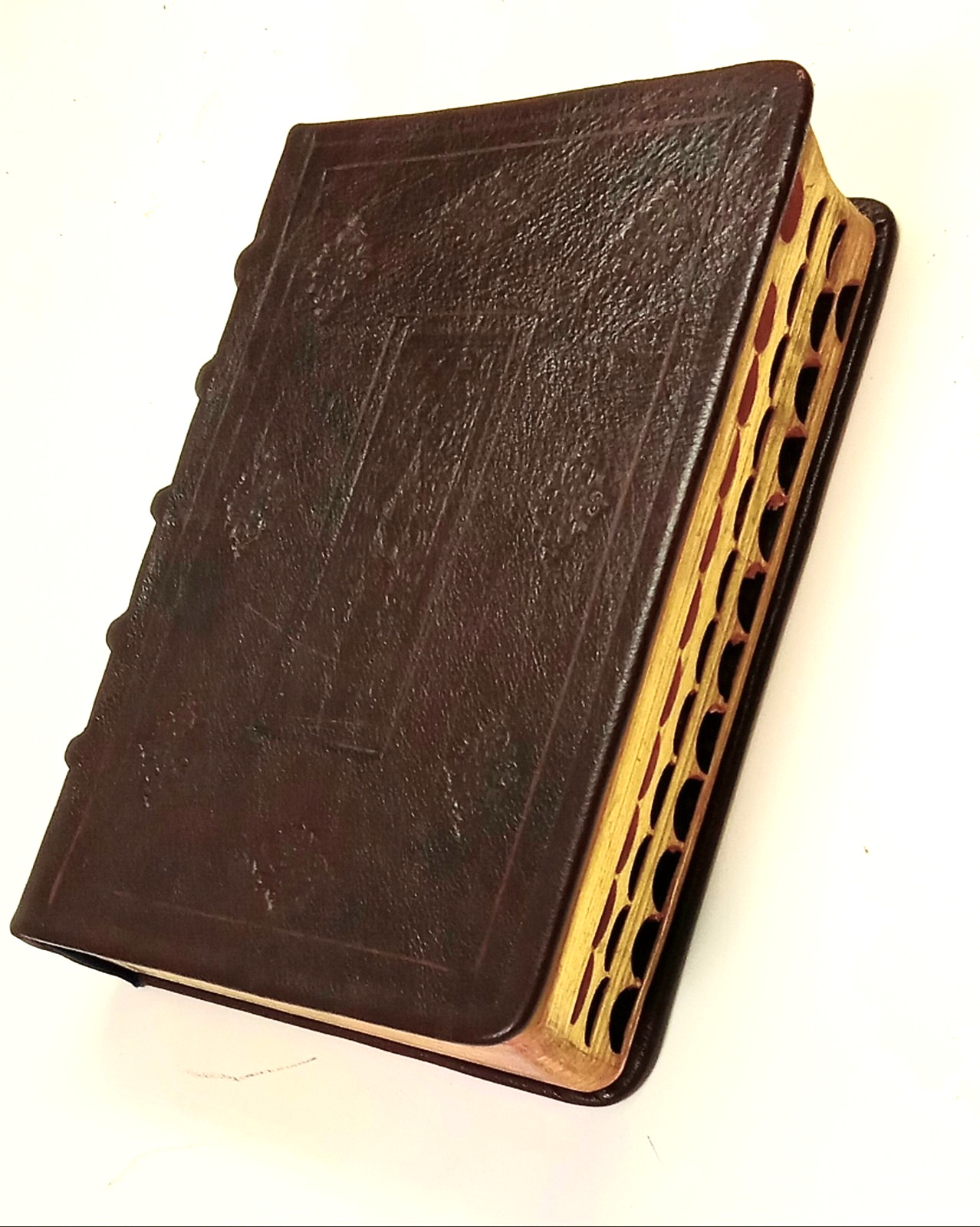 ANTIQUE DOUAY RHEIMS CATHOLIC VULGATE BIBLE; FINE BINDING FULL LEATHER