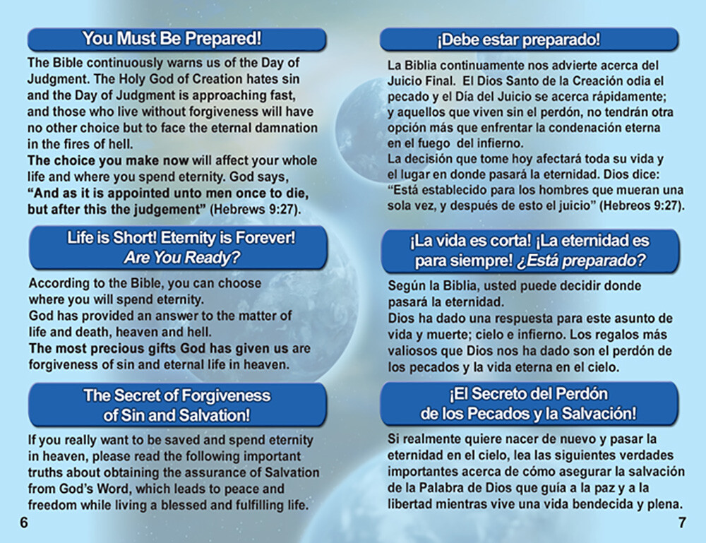 English & Spanish Gospel Tracts, 40 PK in 4 Covers, 20 Pages Each, Best Seller!