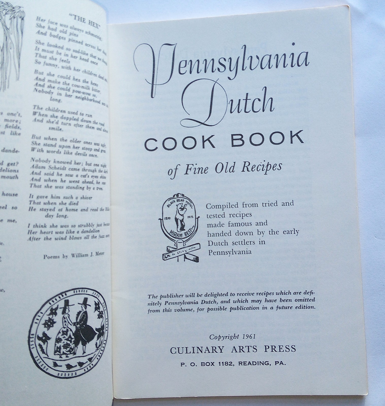PENNSYLVANIA DUTCH COOKBOOK Culinary Arts Press 1961 Fine Old Recipes 62 pages