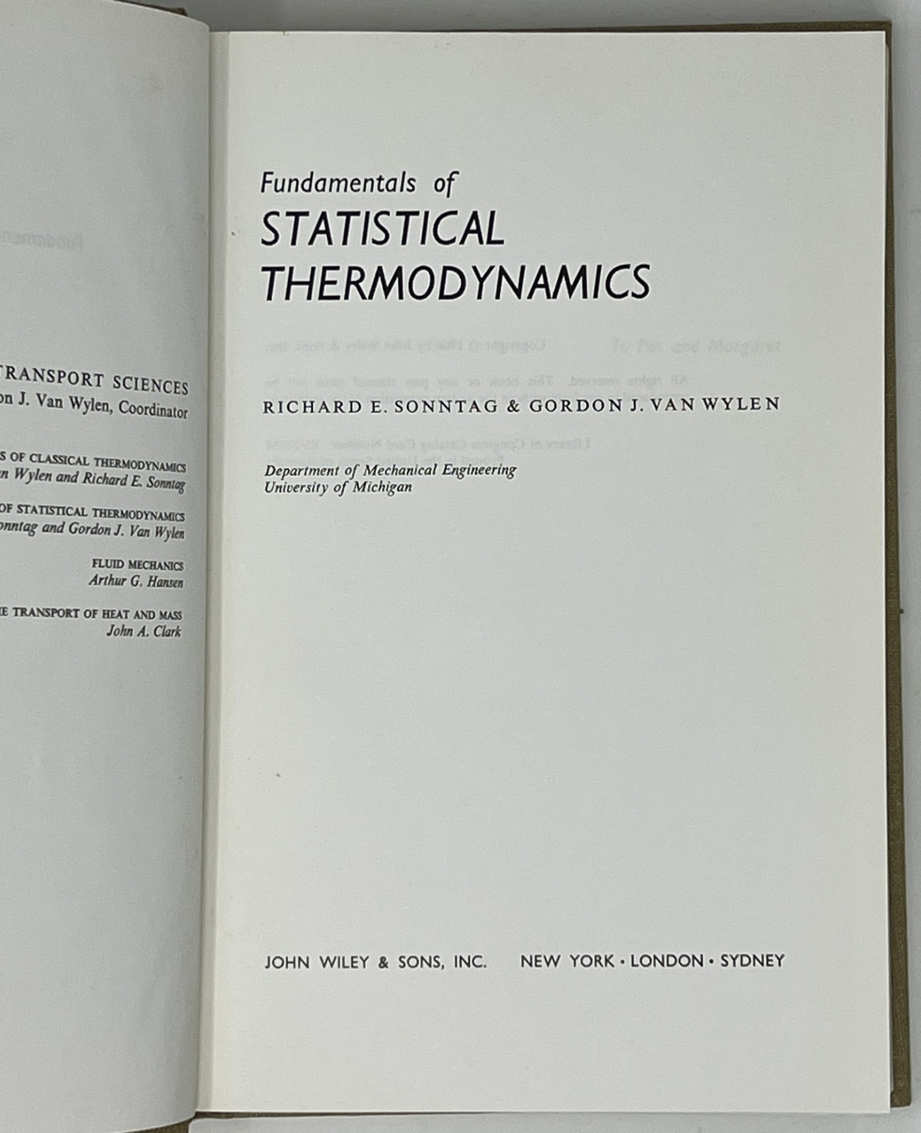 VTG Fundamentals of Classical & Statistical Thermodynamics – 2 HCs John Wiley