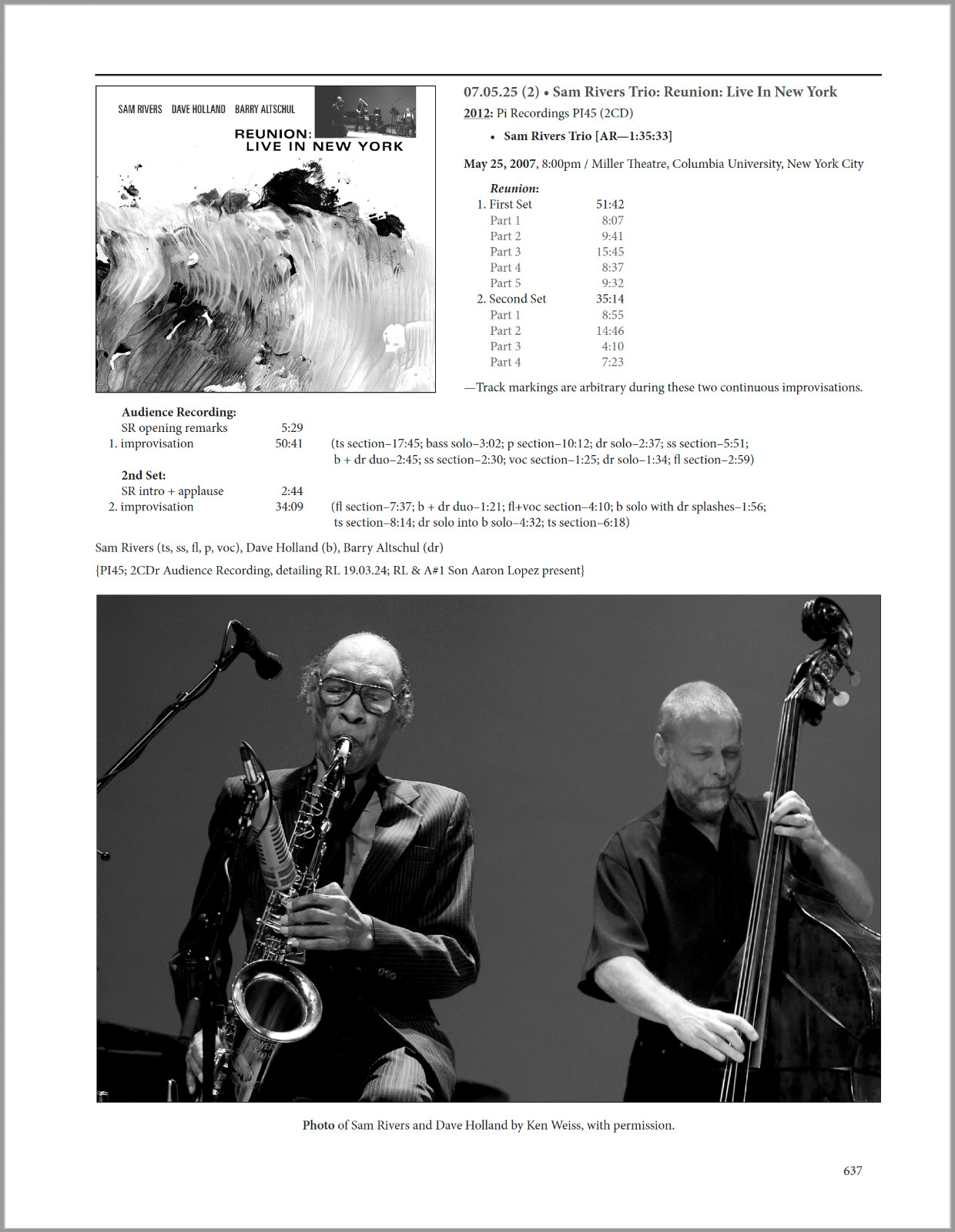 Sam Rivers Sessionography / 768pp., 500+ illustrations / “Astonishing” —NYTimes
