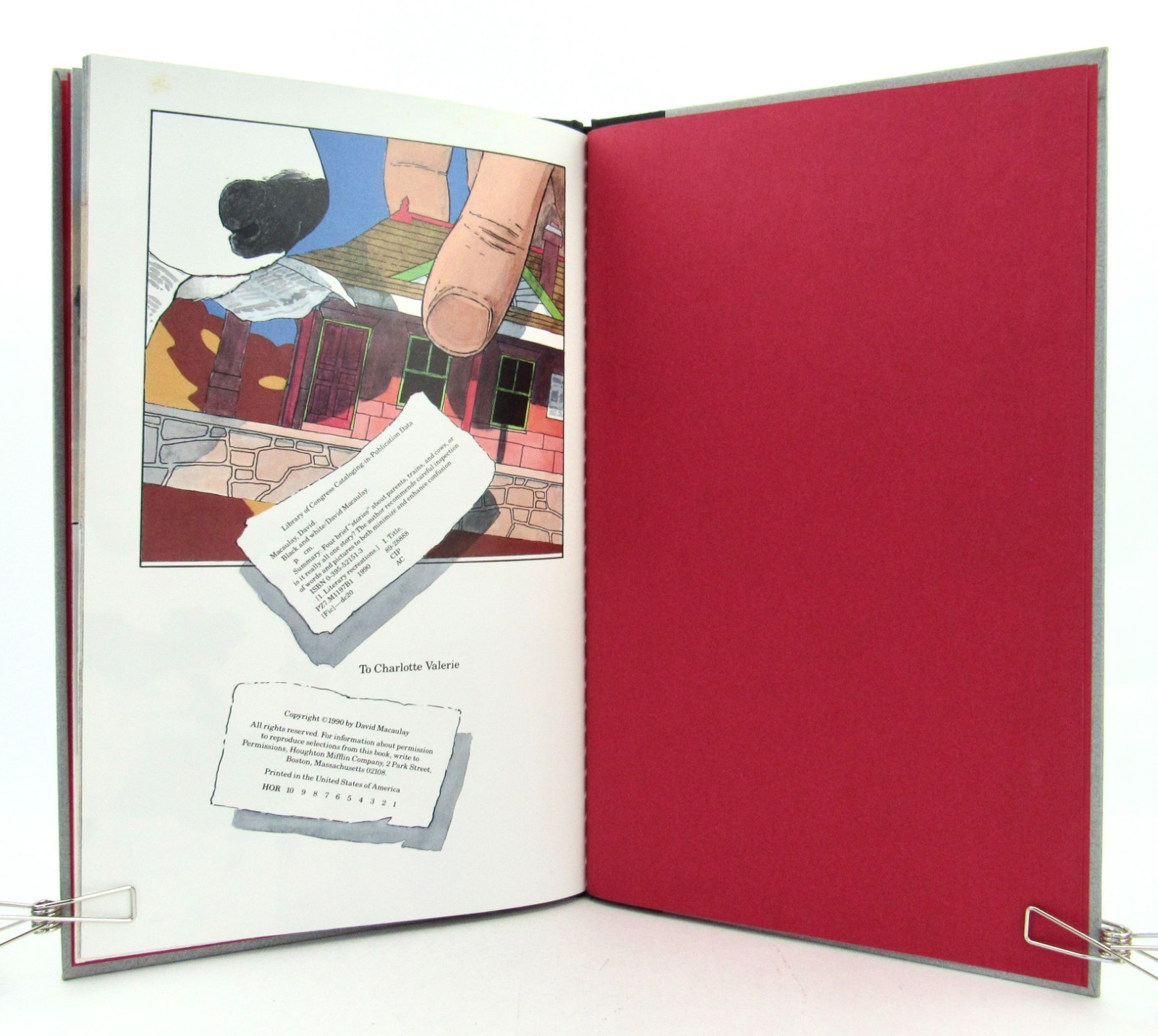 BLACK AND WHITE David Macaulay 1990 Signed w/sketch 1st/1st HBDJ Caldecott EXC